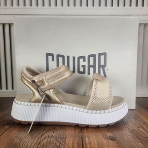 Cougar Spritz Platino Platform Sandals Women Sz 9M Golden Dore Metallic Designer